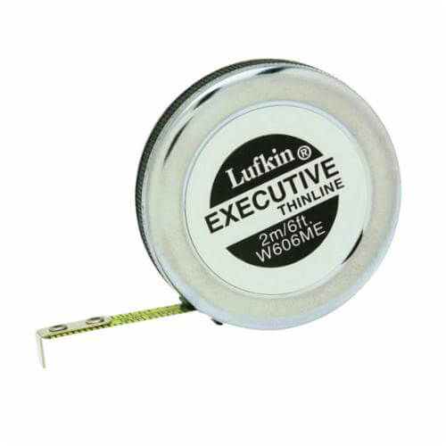 Lufkin® W606ME Pocket Tape Measure, Thinline, Series: Executive®, Imperial, 6 ft Blade Length, 1/4 in Blade Width, Steel Blade