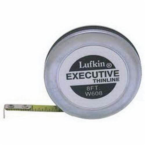 Lufkin® W608 Pocket Tape Measure, Thinline, Series: Executive®, Imperial, 8 ft Blade Length, 1/4 in Blade Width, Steel Blade
