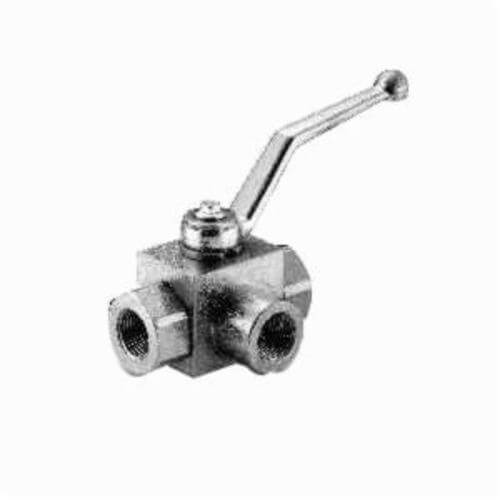 MMM GE3L12NPT 3-Way High Pressure Ball Valve, 1/2 in Nominal, NPT End Style, Steel Body, Full Port, Buna-N® O-Ring Soft goods