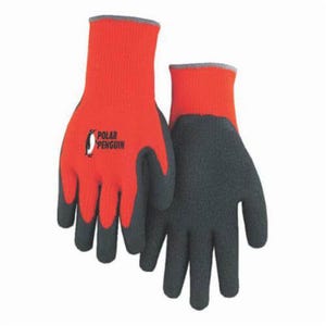 Majestic Glove Polar Penguin® 3396HO/11 Winter Lined General Purpose Gloves, Coated, XL, Size 11, 10 ga Acrylic, Black/Hi-Viz Orange