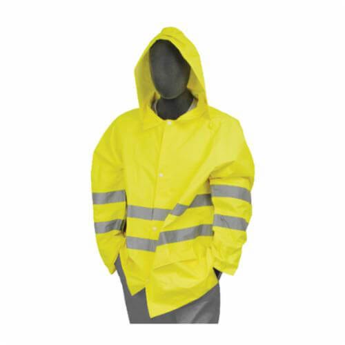 Majestic Glove 75-1351/L Waterproof Rain Jacket, L, Hi-Viz Yellow, Polyester/Polyurethane Coated Oxford Fabric, Resists: Water
