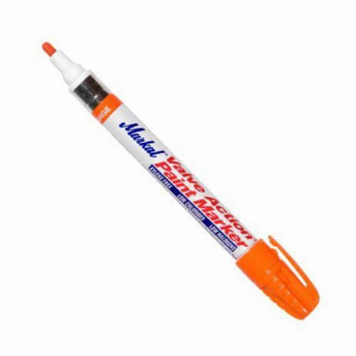 Markal® 096824 Valve Action® Liquid Paint Marker, 1/8 in Bullet/Medium Tip, Fiber Nib/Metal Barrel, Orange