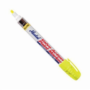 Markal® 097050 Valve Action® Liquid Paint Marker, 1/8 in Bullet/Medium Tip, Fiber Nib/Metal Barrel, Fluorescent Yellow