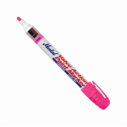 Markal® 097053 Valve Action® Liquid Paint Marker, 1/8 in Bullet/Medium Tip, Fiber Nib/Metal Barrel, Fluorescent Pink