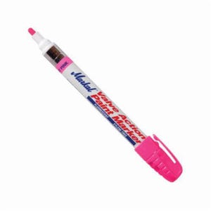 Markal® 097053 Valve Action® Liquid Paint Marker, 1/8 in Bullet/Medium Tip, Fiber Nib/Metal Barrel, Fluorescent Pink