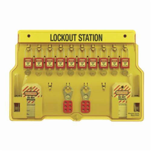 Master Lock® 1483BP410 Keyed Different Padlock Station, 10 Locks, 15-1/2 in H x 22 in W x 1-3/4 in D, Thermoplastic