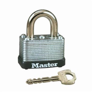 Master Lock® 22KA Safety Padlock, Alike Key, 1/4 in Shackle, Laminated Steel Body, Warded/Single Lever Locking