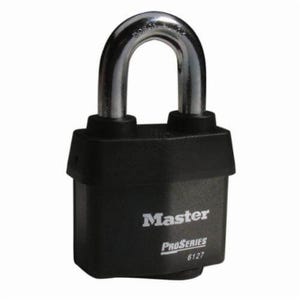 Master Lock® Weather Tough® 6127 ProSeries® Rekeyable Safety Padlock, Keyed Different Key, 7/16 in Shackle, Laminated Steel Body