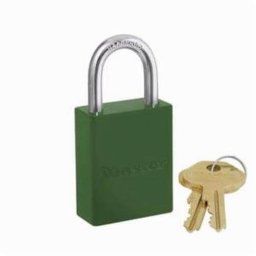 Master Lock® 6835GRN Safety Padlock, Rekeyable, Series: ProSeries®, Keyed Different Key, Powder Coated Aluminum Body