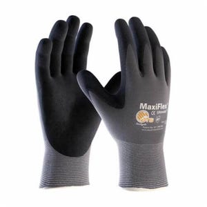 PIP® MaxiFlex® Ultimate™ 34-874/XXL General Purpose Gloves, Coated, 2XL, Microfoam Nitrile Palm, 15 ga Nylon, Black/Gray
