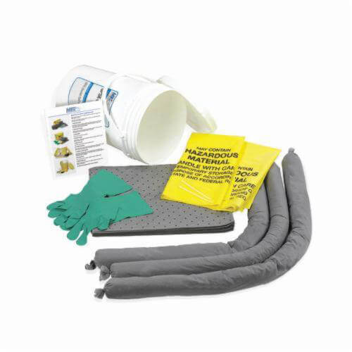 Meltblown GPSK-BKT MRO Spill Kit, 10 gal Bucket with Lid, Fluids Absorbed: Universal, White Bucket, Clear Bag