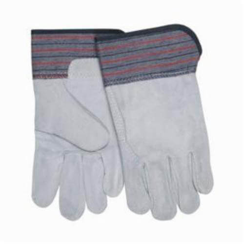 MCR Safety 1317 General Purpose Gloves, Leather Palm, Gunn Pattern/Standard Finger/Wing Thumb Style, L, Cowhide Leather Palm, Gray