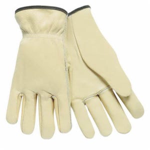 MCR Safety 3201XS General Purpose Gloves, Drivers, Gunn Cut/Standard Finger/Straight Thumb Style, XS, Grain Cowhide Leather Palm