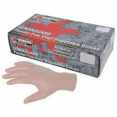 MCR Safety 5015XL SensaGuard™ 5015 Non-Sterile Disposable Gloves, XL, Vinyl, Clear, 10.622 in L, Non-Powdered, Smooth, 5 mil Thick