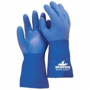 MCR Safety 6632L BlueCoat 6632 Dipped Premium Grade Supported General Purpose Gloves, Coated, Standard Finger/Wing Thumb Style, L, PVC Palm