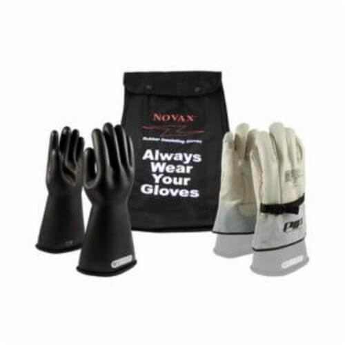 Novax® 150-SK-1/9-KIT Insulating Unisex Electrical Safety Gloves Kit, Size 9, Cowhide Leather/Natural Rubber, 14 in L