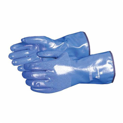 Superior Glove® N230FLM SolvStop™ Gloves, Cold Weather, M, Nitrile Rubber Palm, Cotton Jersey/Nitrile Rubber, Blue