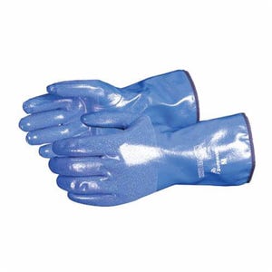 Superior Gloveâ„¢ N230FLM SolvStopâ„¢ Gloves, Cold Weather, M, Nitrile Rubber Palm, Cotton Jersey/Nitrile Rubber, Blue