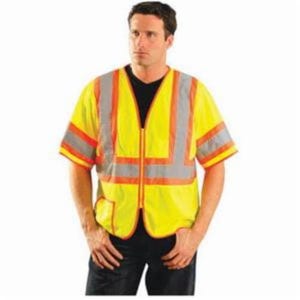 OccuNomix LUX-HSCLC3Z-YL 2-Tone Classic Safety Vest, L, Hi-Viz Yellow, Polyester Mesh