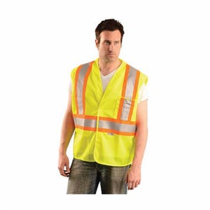 OccuNomix OK-1 OK-ILDOTM-L 2-Tone Premium Safety Vest, L, Hi-Viz Yellow, Polyester Mesh, Hook and Loop Closure, 2 Pockets