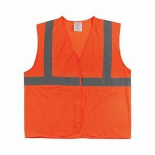 PIP® 302-MVGOR-L Safety Vest, L, Hi-Viz Orange, Polyester Mesh, Hook and Loop Closure, ANSI Class: Class 2, ANSI 107 Type R