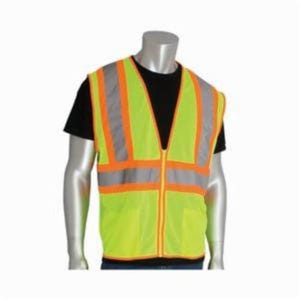 PIP® 302-MVLY-XL 2-Tone Safety Vest, XL, Hi-Viz Lime Yellow, Polyester Mesh, ANSI Class: Class 2
