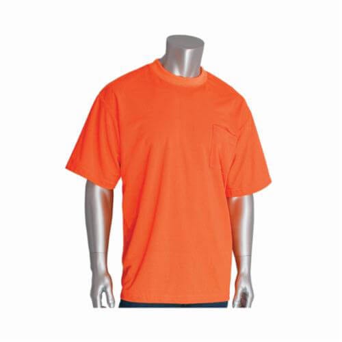 PIP® 310-CNTSNOR-XL Short Sleeve Crew Neck T-Shirt, XL, Hi-Viz Orange, 31.9 in L, Bird's Eye Polyester
