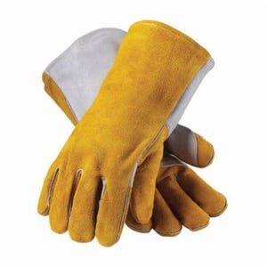 PIP® 73-7150 Welding Gloves, L, Split Cowhide Leather, Brown/Gray, Cotton/Foam Lining, Full Leather Gauntlet Cuff, 13-1/2 in L,