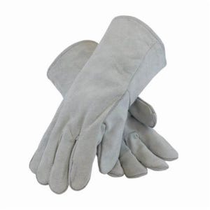 PIP® 73-888 Men's Shoulder Grade MIG/TIG Welding Gloves, L, Split Cowhide Leather, Gray, Cotton, Full Leather Gauntlet Cuff