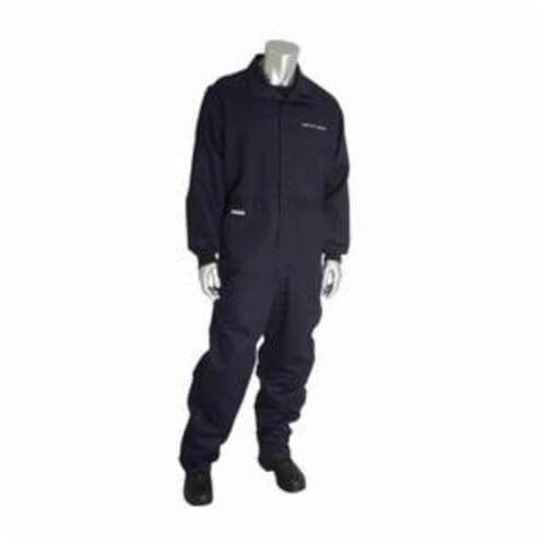 PIP® 9100-2170D/2X Flame Resistant Coverall, 2XL, Navy, 90% Cotton/10% Nylon/FR Twill Weave, 52 to 54 in Chest, 32 in L Inseam