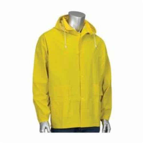 PIP® 201-350J/L Base35™ Premium Rain Jacket, L, Yellow, Polyester/PVC