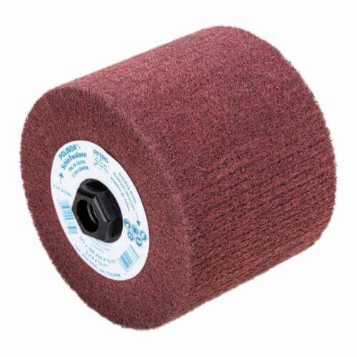 Pferd Polinox® 43103 Non-Woven Finishing Drum, 4 in dia, 4 in W Face, 100 Grit, Medium Grade, Aluminum Oxide Abrasive