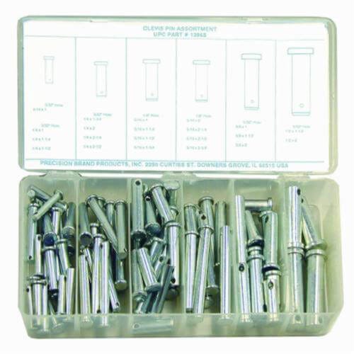 Precision Brand® 13965 Clevis Pin Assortment, 83 pc, Low Carbon Steel, Plated