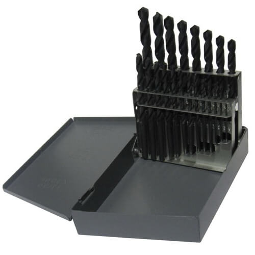 Qualtech DWD21J-LH-SET 2-Flute Jobber Length Drill Set, 1/16 in Min Drill Bit, 3/8 in Max Drill Bit, 118°  Drill Point Angle, 21 pc, HSS, Black Oxide