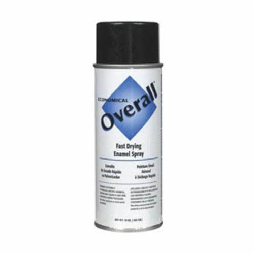 Rust-Oleum® V2402830 Overall® Economical Enamel Spray Paint, 16 oz Container, Liquid Form, Black, 5 to 8 sq-ft/can Coverage