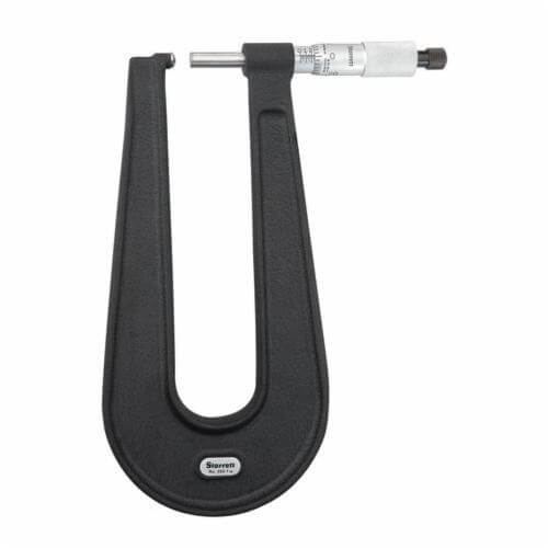 Starrett® 222BXR-1 Sheet Metal Micrometer, 0 to 1 in Measuring, Graduations 0.001 in, Carbide Tip, Satin Chrome