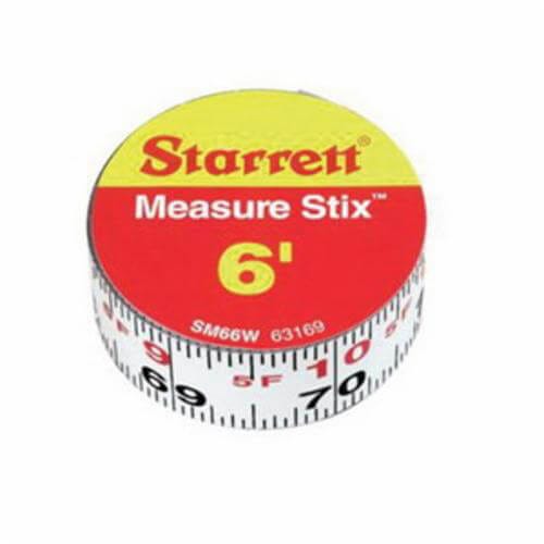 Starrett® SM66W 1-Sided Measure Stix, 6 ft L x 3/4 in W Blade, Carbon Steel, Imperial, 1/6ths