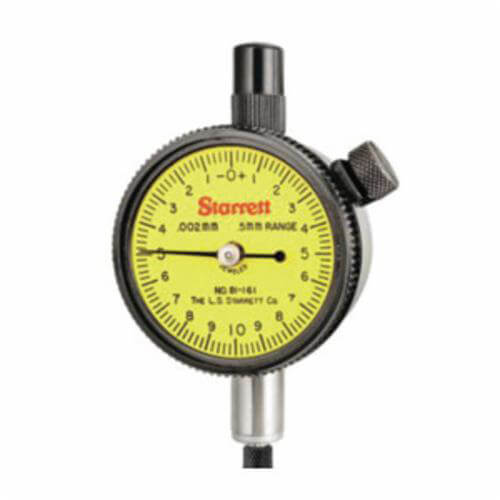 Starrett® 81-161J 81 Series AGD Group 1 Dial Indicator, 0.5 mm, 0 to 10 to 0 Dial Reading, 0.002 mm, 1-11/16 in Dial
