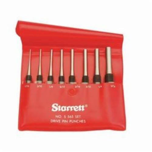 Starrett® S565PC Cylinder Drive Pin Punch Set, Long Drive Style, 1/16 to 5/16 in Punch, 8 pc