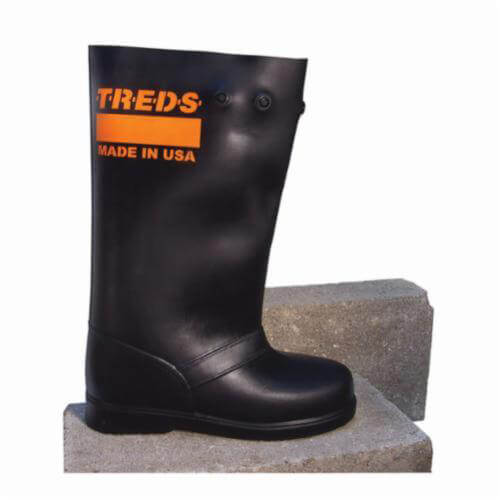 TREDS® 17852 Super Tough Slush Boots, Fits Men's Shoe Size 11 to 12, Plain Toe, Black, Molded Sole, Pull-On Closure