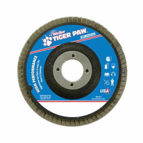 Weiler® 51129 Tiger Paw™ High Performance Coated Abrasive Flap Disc, 5 in dia Disc, 7/8 in Center Hole, 40 Grit, Coarse Grade
