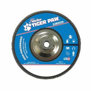 Weiler® 51146 Tiger Paw™ High Performance Coated Abrasive Flap Disc, 7 in dia Disc, 40 Grit, Coarse Grade