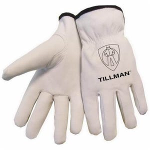 Tillmanâ„¢ 1415XL Premium Grade General Purpose Gloves, Drivers, Gunn Cut/Keystone Thumb Style, XL, Grain Goatskin Leather, Pearl, Elastic/Slip-On Cuff