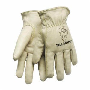 Tillmanâ„¢ 1424XL 1424 Premium Grade General Purpose Gloves, Drivers, Gunn Cut/Keystone Thumb Style, XL, Cowhide Leather, Pearl