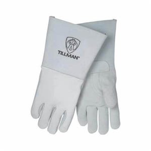 Tillman™ 750XL Premium Grade Stick Welding Gloves, XL, Grain Elk Skin Back/Kevlar® Stitching/Grain Cowhide Leather Cuff, Pearl, Cotton/Foam Lining