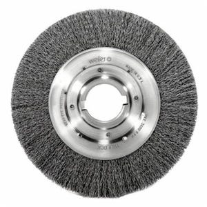 Weiler® 06530 Medium Face Wheel Brush, 10 in dia Brush, 1-1/8 in W Face, 0.0118 in dia Crimped Filament/Wire, 2 in Arbor Hole