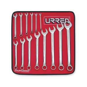 Urrea® 1200D Combination Wrench Set, 14 pc, 1/4 to 1-1/16 in, Polished Chrome/Mirror Polished