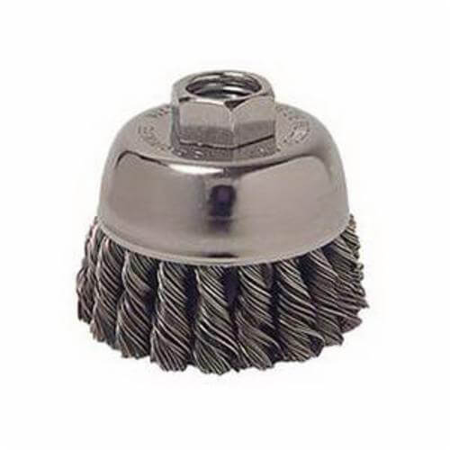 Weiler® 36238 Vortec Pro® Single Row Cup Brush, 3 in dia Brush, 5/8-11 UNC Arbor Hole, 0.02 in dia Filament/Wire
