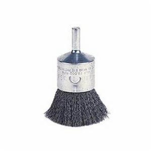 Weiler® 36249 Vortec Pro® Stem Mount End Brush, 1 in dia Brush, Crimped, 0.0104 in dia Filament/Wire, Steel Fill, 7/8 in L Trim