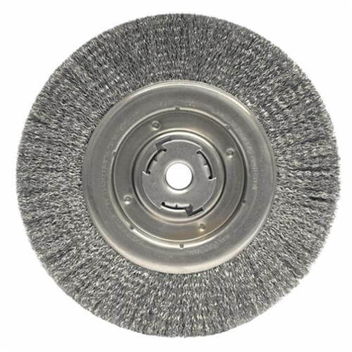 Weiler® 36265 Vortec Pro® Wide Face Wheel Brush, 10 in dia Brush, 1-1/8 in W Face, 0.014 in dia Crimped Filament/Wire